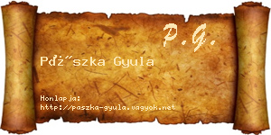 Pászka Gyula névjegykártya