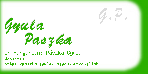 gyula paszka business card